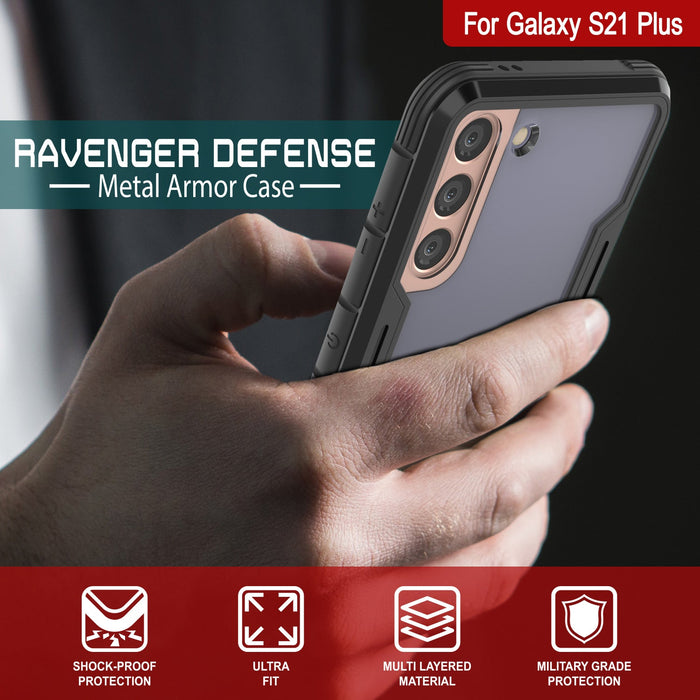 Punkcase S21+ Plus ravenger Case Protective Military Grade Multilayer Cover [Black] (Color in image: Grey-Black)