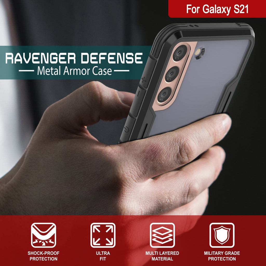 Punkcase S21 ravenger Case Protective Military Grade Multilayer Cover [Black] (Color in image: Grey-Black)