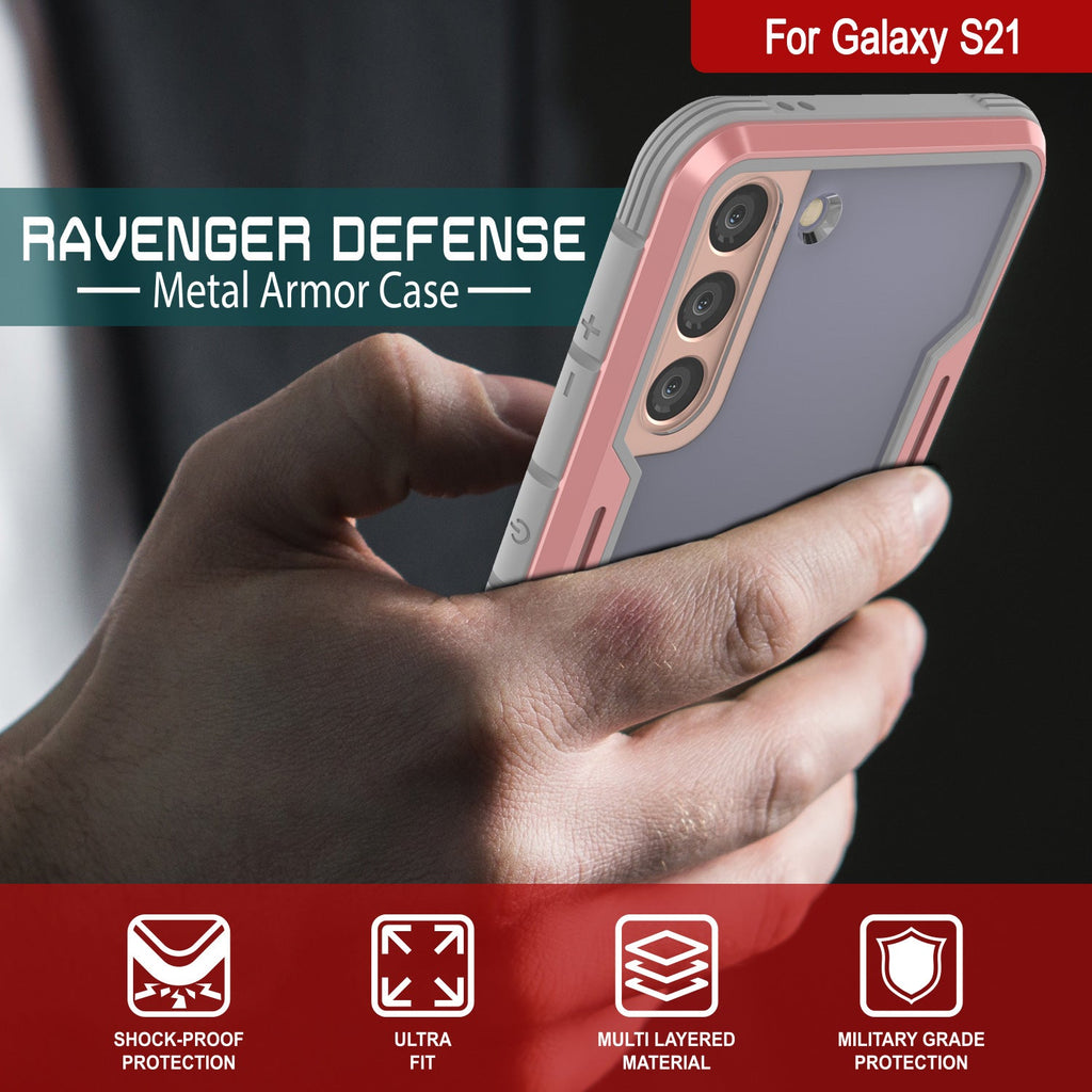 Punkcase S21 ravenger Case Protective Military Grade Multilayer Cover [Rose-Gold] (Color in image: Black)