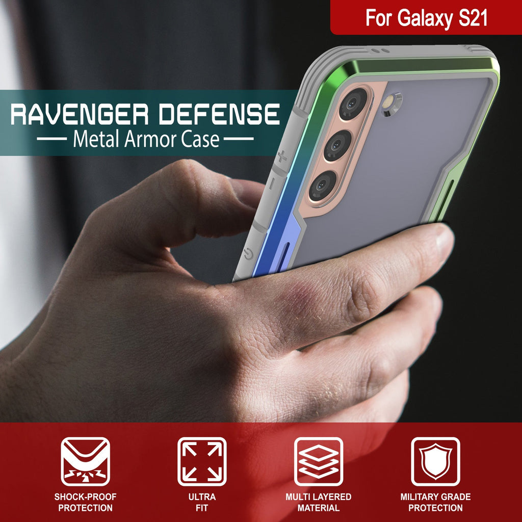 Punkcase S21 ravenger Case Protective Military Grade Multilayer Cover [Rainbow] (Color in image: Red)