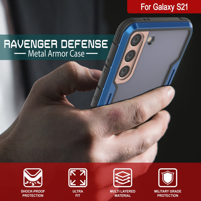 Punkcase S21 ravenger Case Protective Military Grade Multilayer Cover [Blue] (Color in image: Grey-Black)