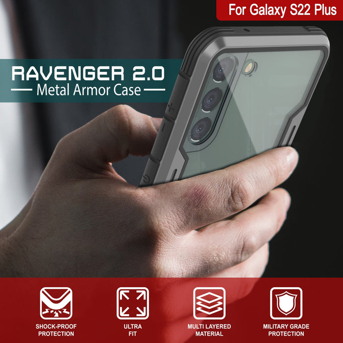 Punkcase S22+ Plus ravenger Case Protective Military Grade Multilayer Cover [Grey-Black] (Color in image: Red)