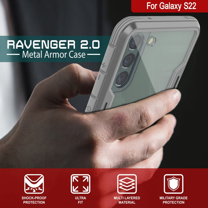 Punkcase S22 ravenger Case Protective Military Grade Multilayer Cover [Grey] (Color in image: Red)