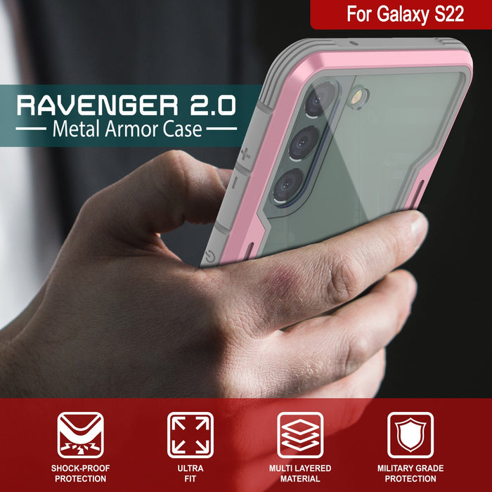 Punkcase S22 ravenger Case Protective Military Grade Multilayer Cover [Rose-Gold] (Color in image: Black)