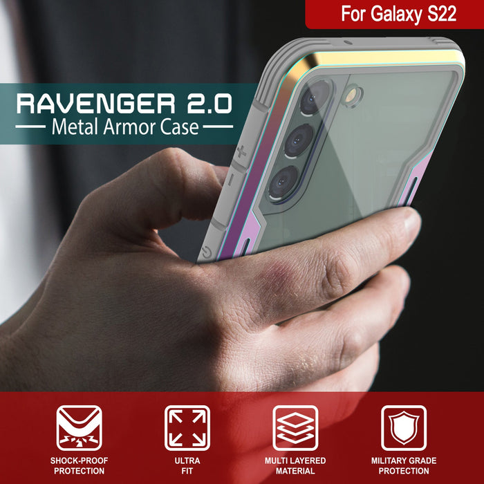 Punkcase S22 ravenger Case Protective Military Grade Multilayer Cover [Rainbow] (Color in image: Red)