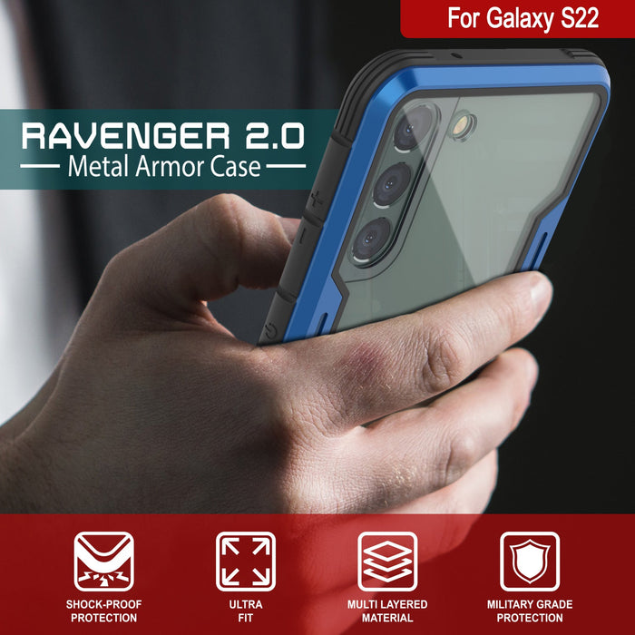 Punkcase S22 ravenger Case Protective Military Grade Multilayer Cover [Navy Blue] (Color in image: Grey-Black)