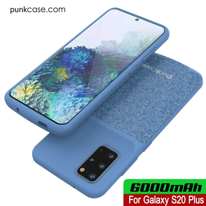 PunkJuice S20+ Plus Battery Case Patterned Blue - Fast Charging Power Juice Bank with 6000mAh (Color in image: All Black)