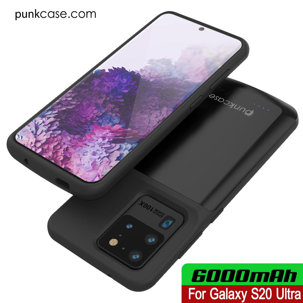 PunkJuice S20 Ultra Battery Case All Black - Fast Charging Power Juice Bank with 6000mAh (Color in image: Patterned Blue)