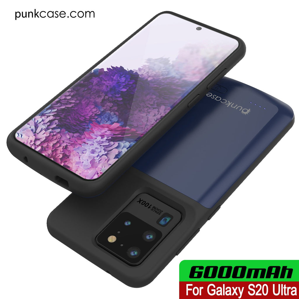 PunkJuice S20 Ultra Battery Case All Blue - Fast Charging Power Juice Bank with 6000mAh (Color in image: Patterned Black)