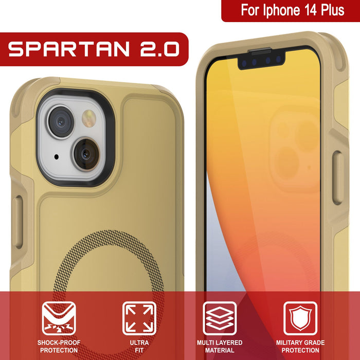 For Iphone 14 Plus SPARTAN 2.0 YM tj & SHOCK-PROOF ULTRA MULTI LAYERED MILITARY GRADE PROTECTION FIT MATERIAL PROTECTION (Color in image: Black)