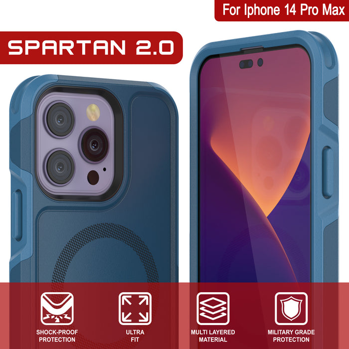 For Iphone 14 Pro Max SPARTAN 2.0 YM tj & SHOCK-PROOF ULTRA MULTI LAYERED MILITARY GRADE PROTECTION FIT MATERIAL PROTECTION (Color in image: Red)