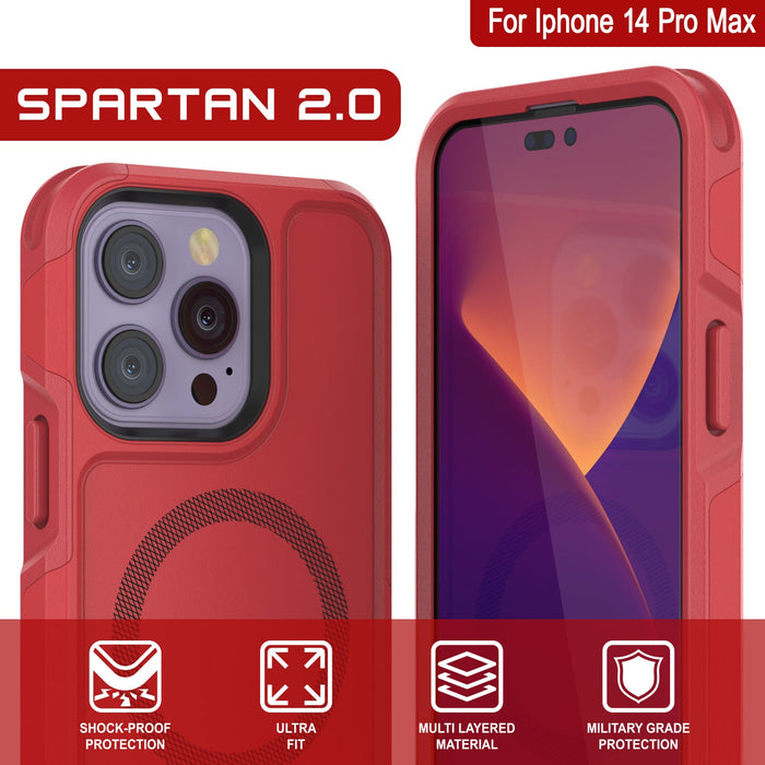 For Iphone 14 Pro Max SPARTAN 2.0 SHOCK-PROOF ULTRA MULTI LAYERED MILITARY GRADE PROTECTION FIT MATERIAL PROTECTION (Color in image: Blue)