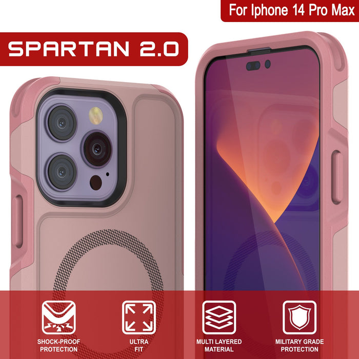 For Iphone 14 Pro Max SPARTAN 2.0 YM tj & SHOCK-PROOF ULTRA MULTI LAYERED MILITARY GRADE PROTECTION FIT MATERIAL PROTECTION (Color in image: Red)