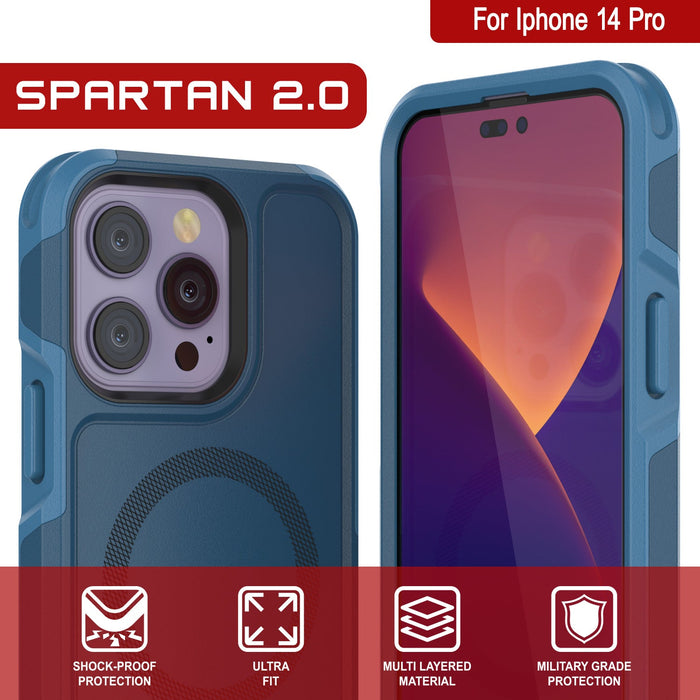 For Iphone 14 Pro SPARTAN 2.0 YM tj & SHOCK-PROOF ULTRA MULTI LAYERED MILITARY GRADE PROTECTION FIT MATERIAL PROTECTION (Color in image: Red)