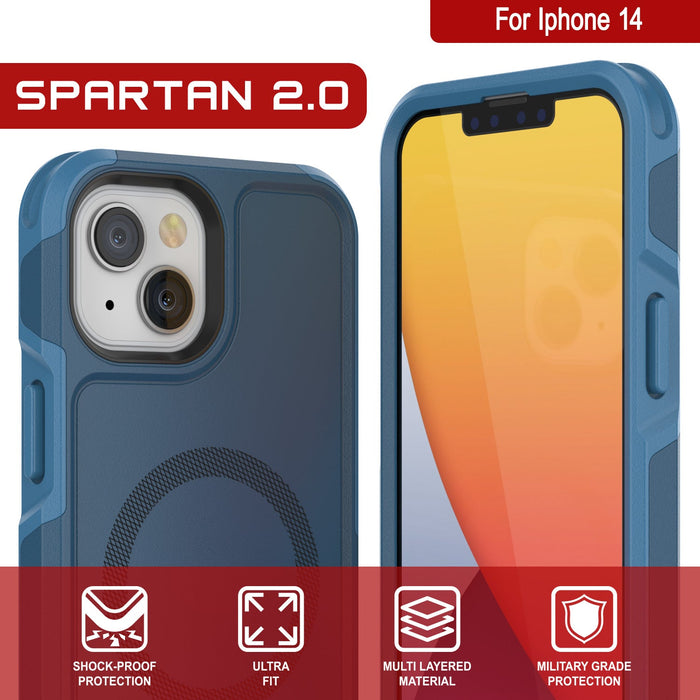 For Iphone 14 SPARTAN 2.0 Y SHOCK-PROOF ULTRA MULTI LAYERED MILITARY GRADE PROTECTION FIT MATERIAL PROTECTION  (Color in image: Red)