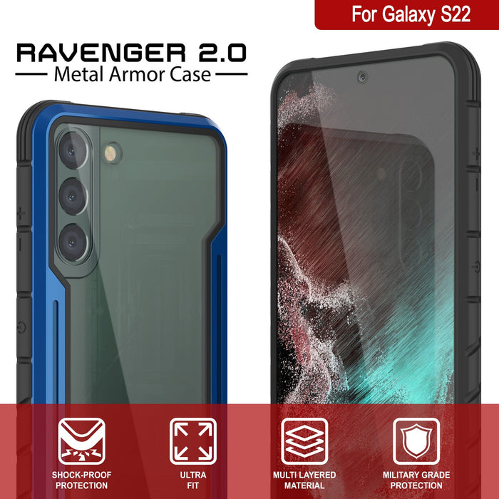 Punkcase S22 ravenger Case Protective Military Grade Multilayer Cover [Navy Blue] (Color in image: Red)