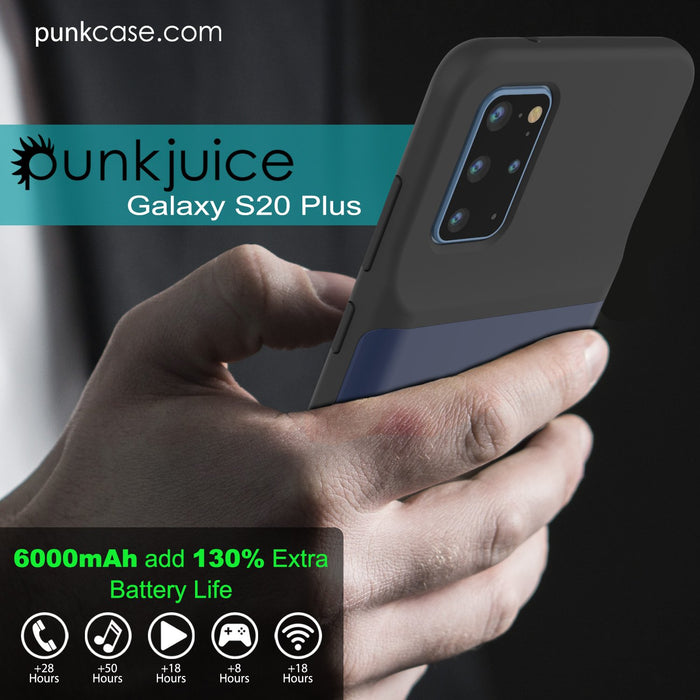 PunkJuice S20+ Plus Battery Case All Blue - Fast Charging Power Juice Bank with 6000mAh (Color in image: Patterned Black)