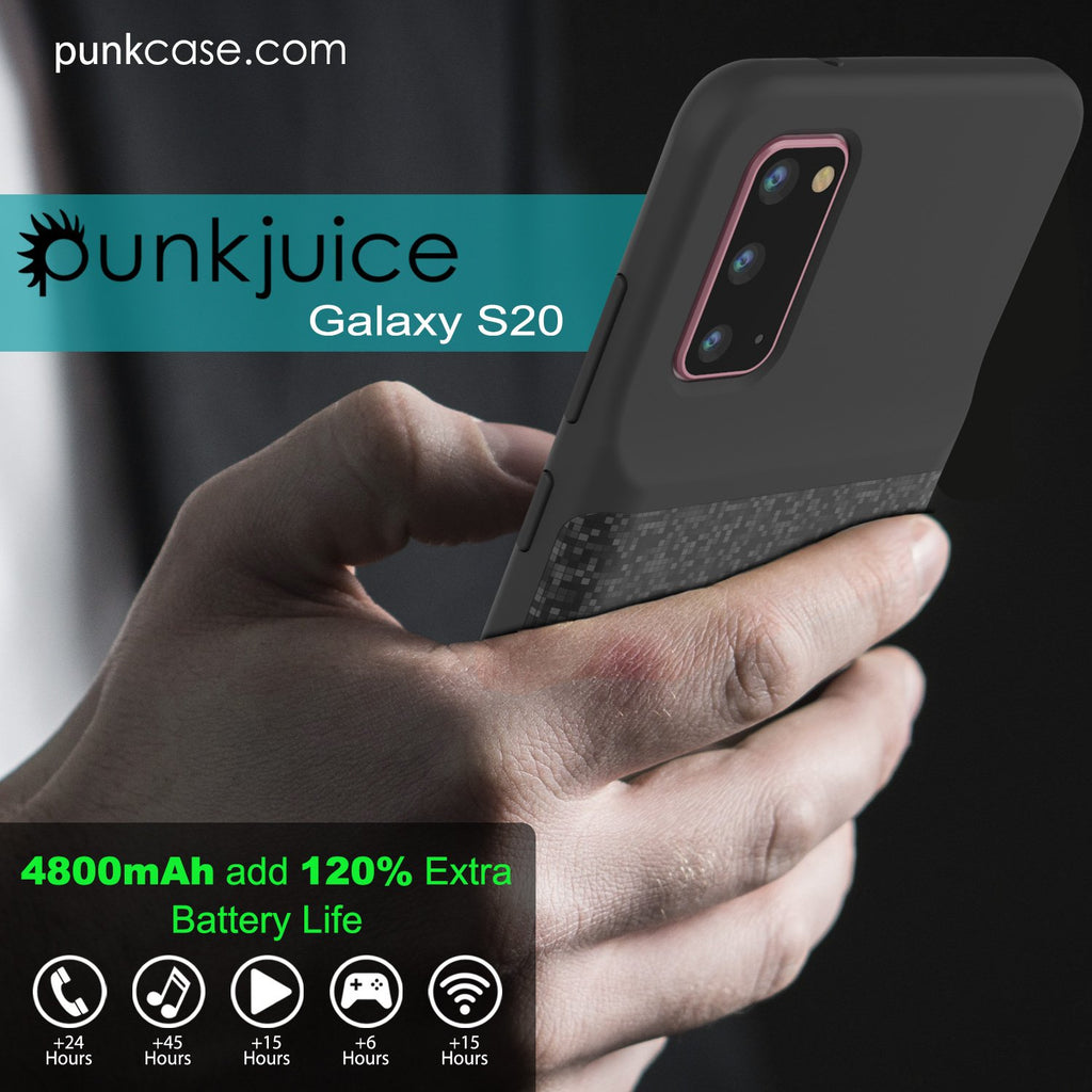 PunkJuice S20 Battery Case Patterned Black - Fast Charging Power Juice Bank with 4800mAh (Color in image: All Blue)