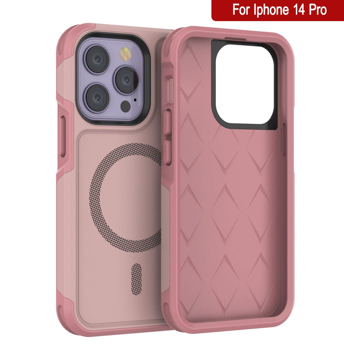 PunkCase iPhone 14 Pro Case, [Spartan 2.0 Series] Clear Rugged Heavy Duty Cover W/Built in Screen Protector [Pink] (Color in image: Teal)