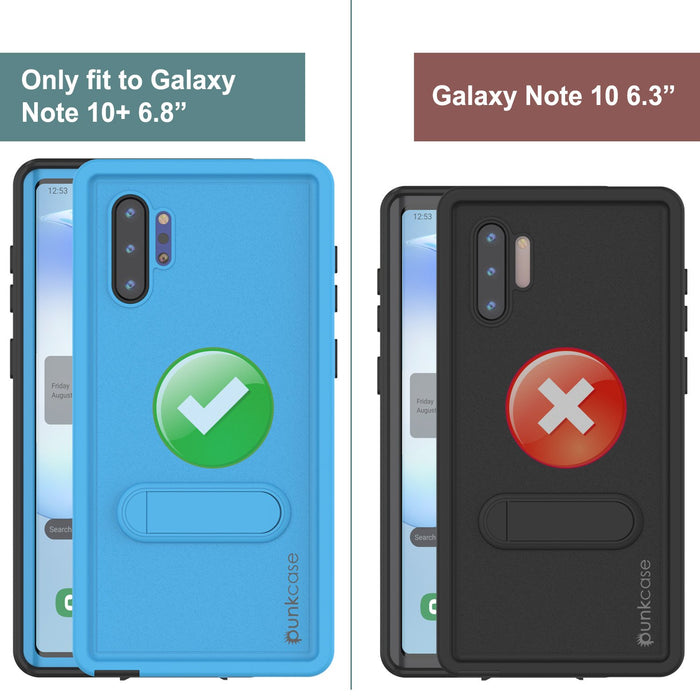 PunkCase Galaxy Note 10+ Plus Waterproof Case, [KickStud Series] Armor Cover [Light-Blue] (Color in image: Purple)