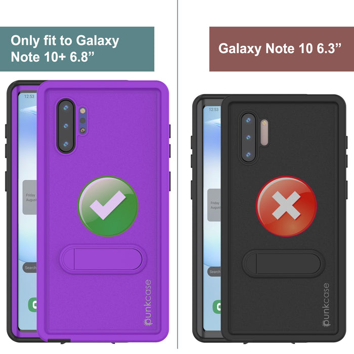 PunkCase Galaxy Note 10+ Plus Waterproof Case, [KickStud Series] Armor Cover [Purple] (Color in image: Black)