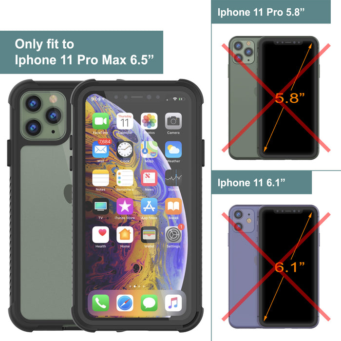 PunkCase iPhone 11 Pro Max Case, [Spartan Series] Clear Rugged Heavy Duty Cover W/Built in Screen Protector [Black] (Color in image: purple)