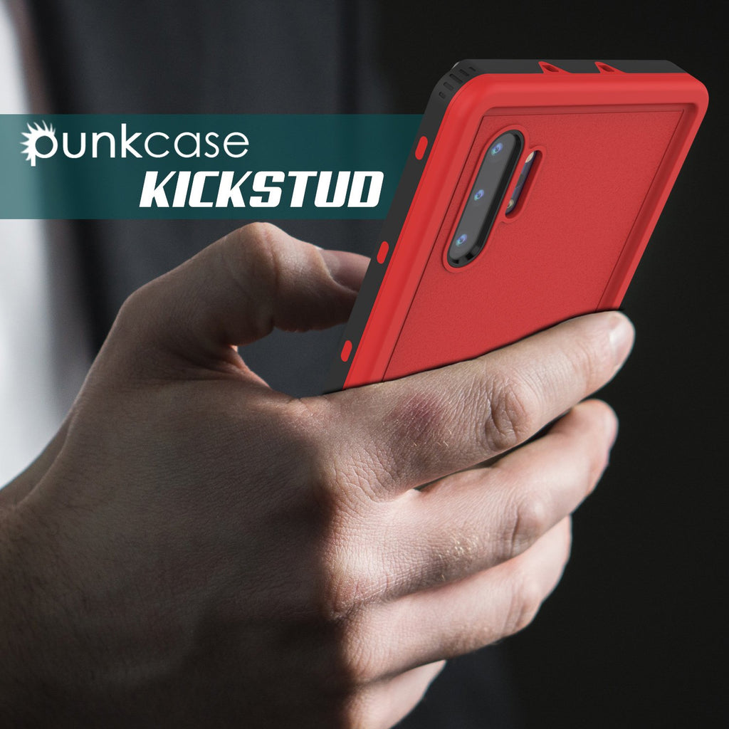 PunkCase Galaxy Note 10+ Plus Waterproof Case, [KickStud Series] Armor Cover [Red] (Color in image: Light Green)