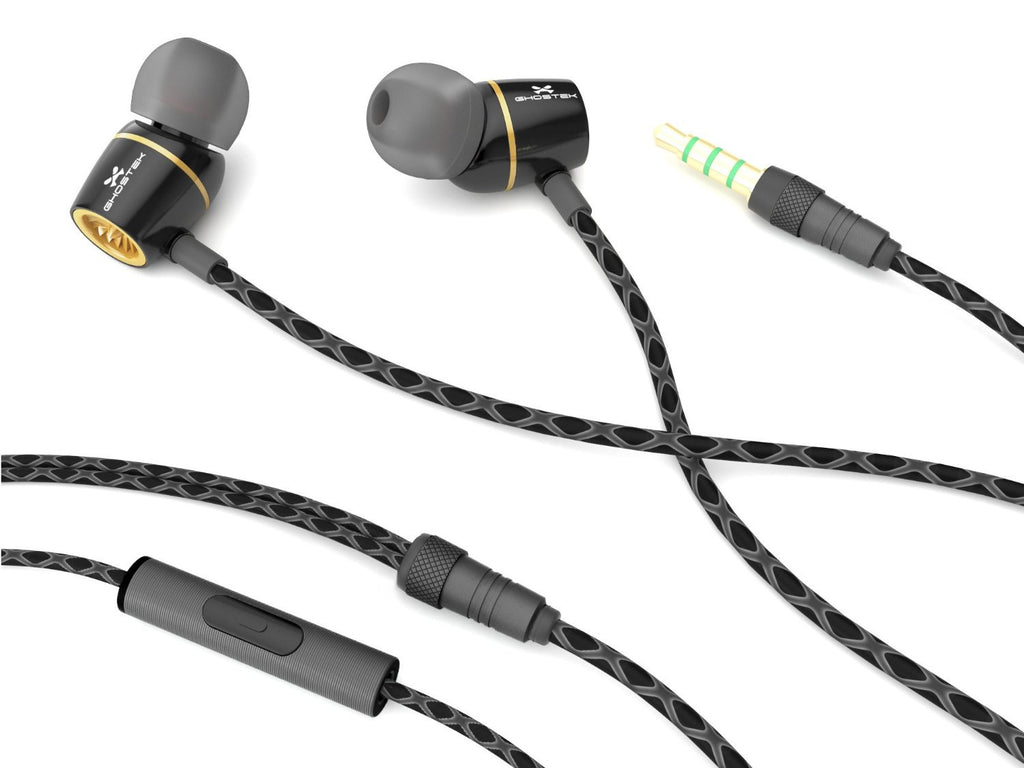 Wired 3.5MM Headphones Earphones, Ghostek Turbine Black Series Wired Earbuds | Built-In Microphone (Color in image: white)