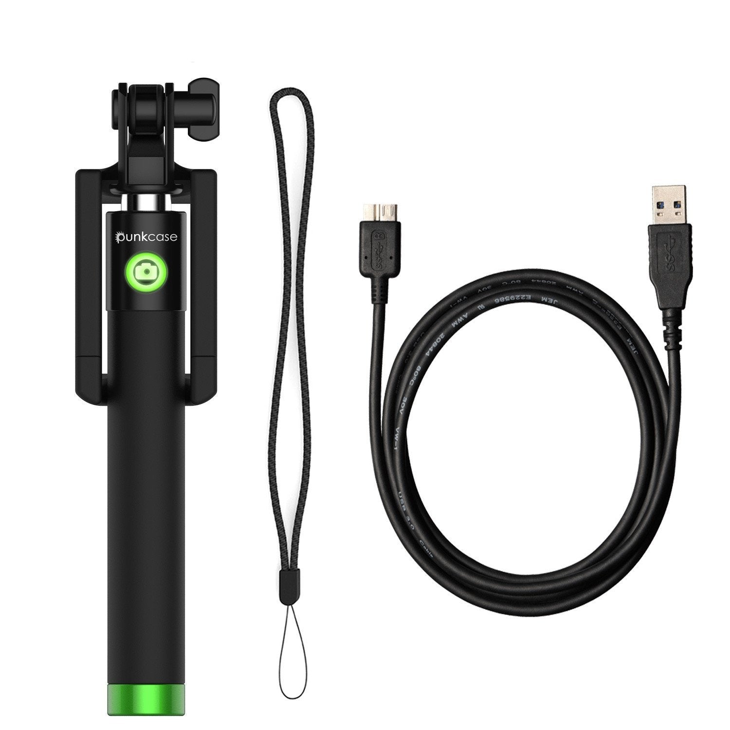 Selfie Stick - Green, Extendable Monopod with Built-In Bluetooth Remote Shutter (Color in image: Green)
