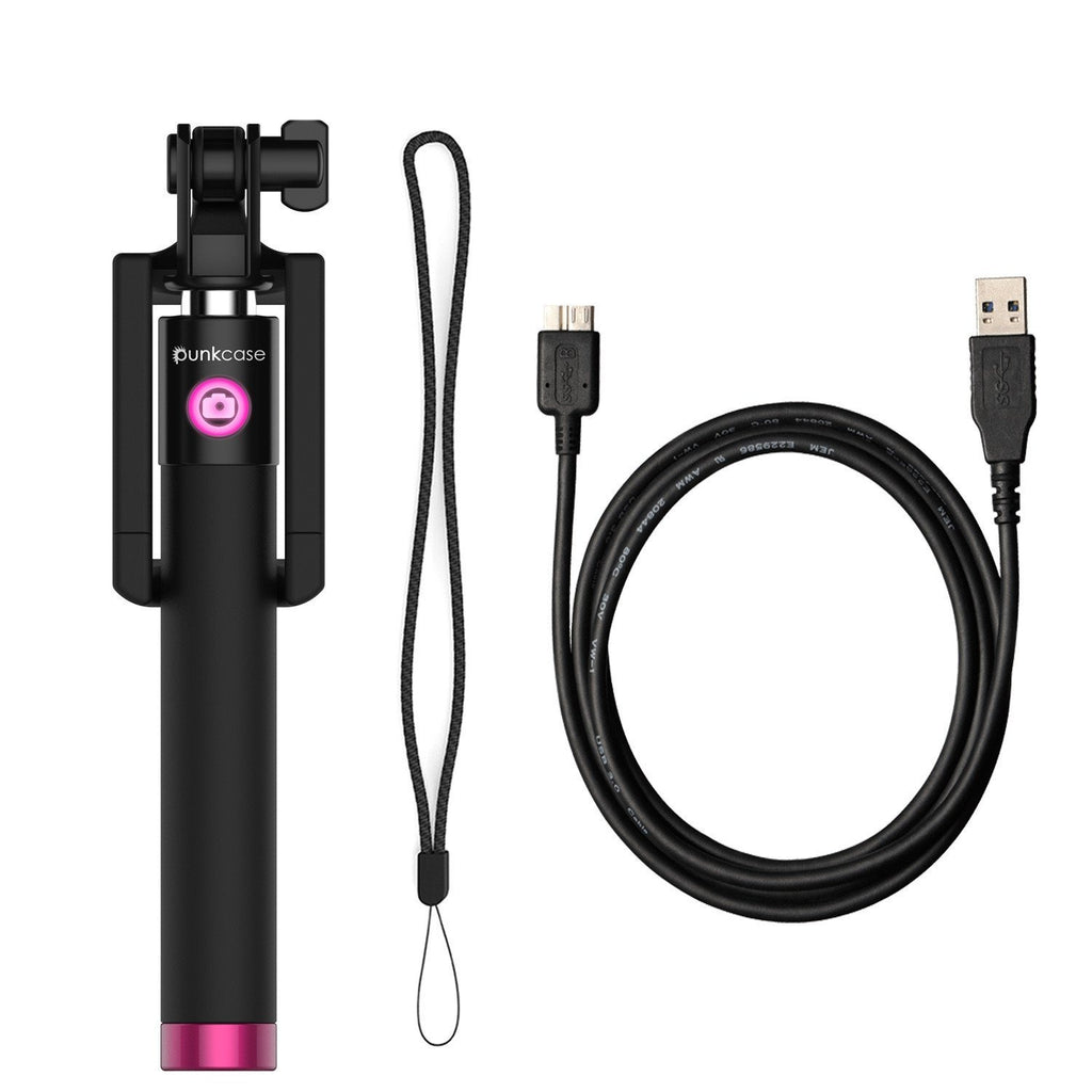 Selfie Stick Pink, Extendable Monopod with Built-In Bluetooth Remote Shutter (Color in image: Pink)