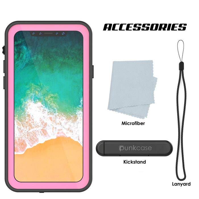 iPhone X Waterproof IP68 Case, Punkcase [Pink] [StudStar Series] [Slim Fit] [Dirtproof] (Color in image: white)