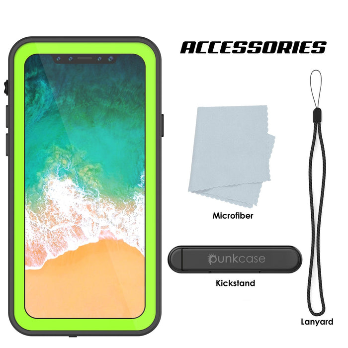 iPhone X Waterproof IP68 Case, Punkcase [Light green] [StudStar Series] [Slim Fit] [Dirtproof] (Color in image: red)