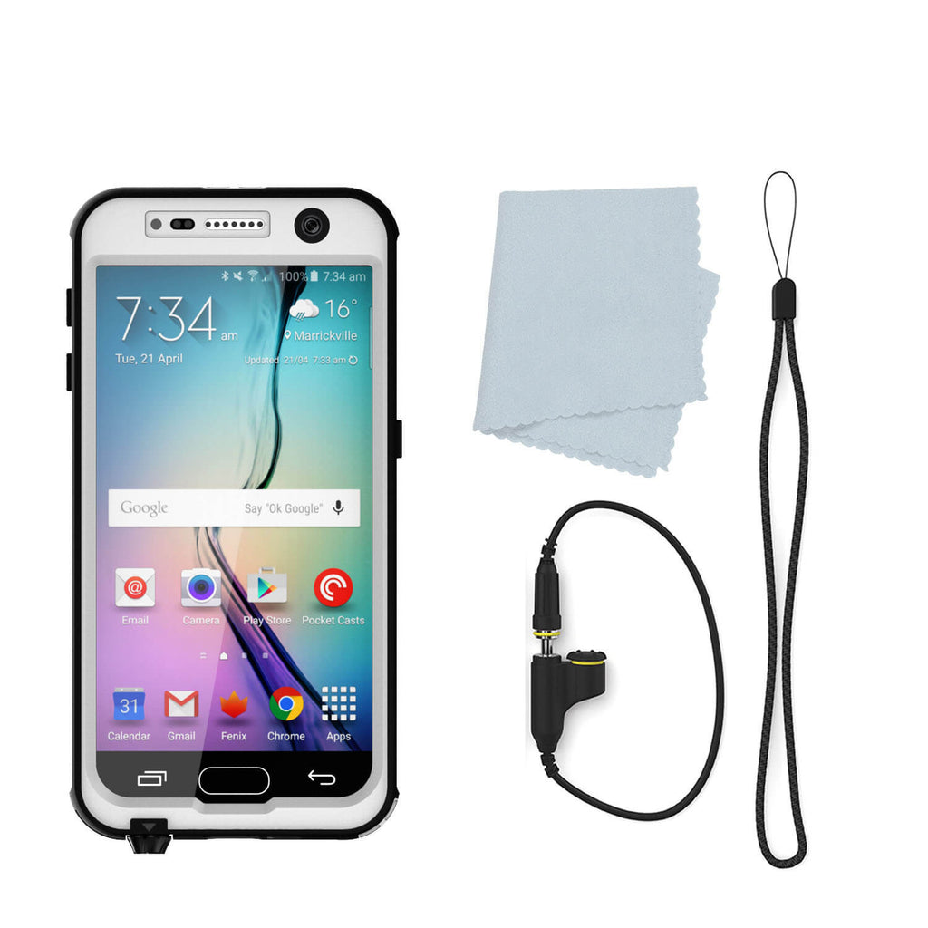 Galaxy S6 Waterproof Case, Punkcase StudStar White Thin 6.6ft Underwater IP68 Shock/Dirt/Snow Proof (Color in image: light blue)
