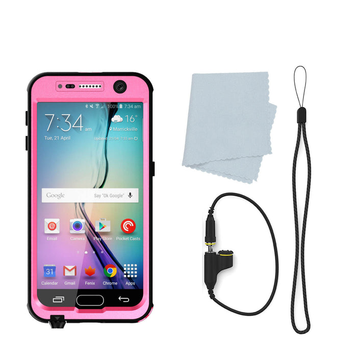 Galaxy S6 Waterproof Case PunkCase StudStar Pink Thin 6.6ft Underwater IP68 Shock/Dirt/Snow Proof (Color in image: light blue)