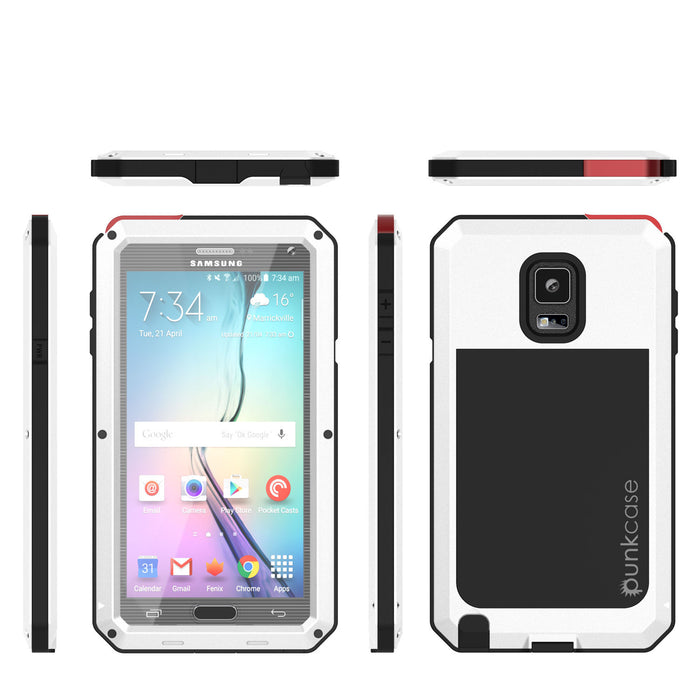 Note 4 Case, Punkcase® METALLIC Series WHITE w/ TEMPERED GLASS | Aluminum Frame (Color in image: Silver)