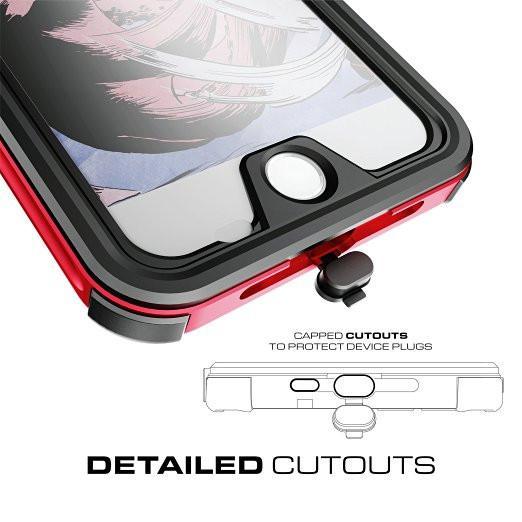 iPhone 8+ Plus Waterproof Case, Ghostek® Atomic 3.0 Silver Series | Underwater | Touch-ID (Color in image: Red)