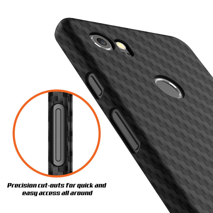 Google Pixel 2 XL  CarbonShield Heavy Duty & Ultra Thin 2 Piece Dual Layer PU Leather Cover [shockproof][non slip] with Tempered Glass Screen Protector for Google Pixel 2 XL [Jet Black] 