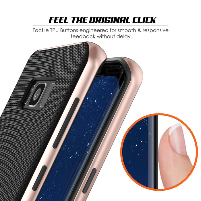 Galaxy S8 Case, PunkCase [Stealth Series] Hybrid 3-Piece Shockproof Dual Layer Cover [Non-Slip] [Soft TPU + PC Bumper] with PUNKSHIELD Screen Protector for Samsung S8 Edge [Rose Gold] (Color in image: Teal)