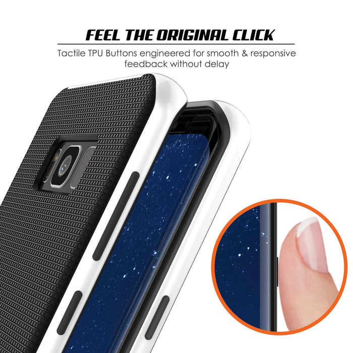 Galaxy S8 Case, PunkCase [Stealth Series] Hybrid 3-Piece Shockproof Dual Layer Cover [Non-Slip] [Soft TPU + PC Bumper] with PUNKSHIELD Screen Protector for Samsung S8 Edge [White] (Color in image: Grey)