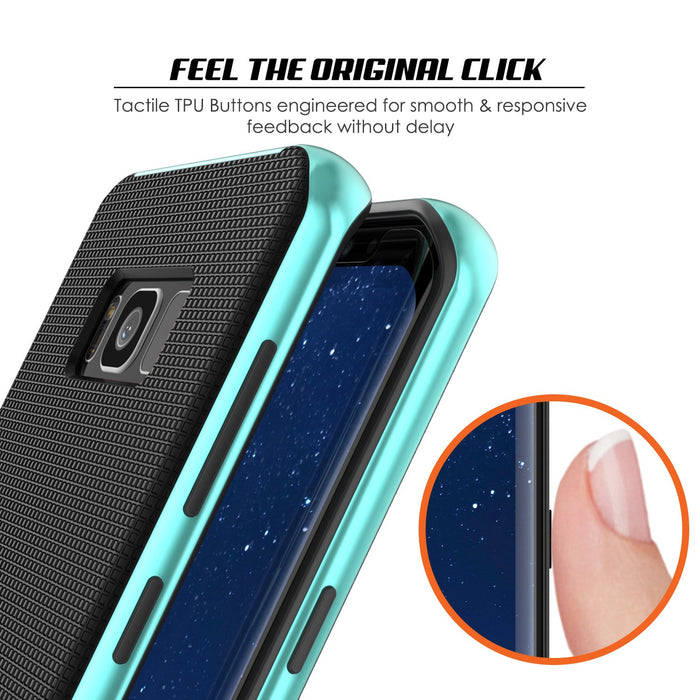 Galaxy S8 Case, PunkCase [Stealth Series] Hybrid 3-Piece Shockproof Dual Layer Cover [Non-Slip] [Soft TPU + PC Bumper] with PUNKSHIELD Screen Protector for Samsung S8 Edge [Teal] (Color in image: Silver)