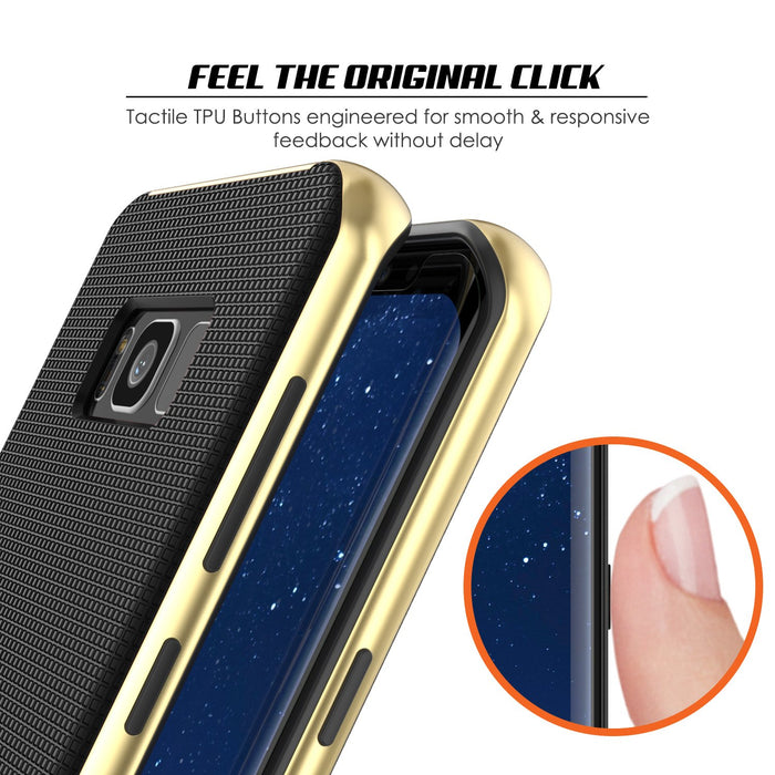 Galaxy S8 PLUS Case, PunkCase [Stealth Series] Hybrid 3-Piece Shockproof Dual Layer Cover [Non-Slip] [Soft TPU + PC Bumper] with PUNKSHIELD Screen Protector for Samsung S8+ [Gold] (Color in image: Silver)
