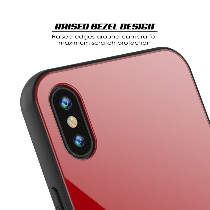 iPhone X Case, Punkcase GlassShield Ultra Thin Protective 9H Full Body Tempered Glass Cover W/ Drop Protection & Non Slip Grip for Apple iPhone 10 [Red] (Color in image: Blue)