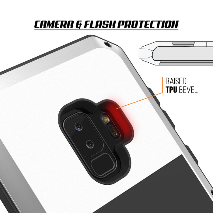 Galaxy S9 Plus Metal Case, Heavy Duty Military Grade Rugged Armor Cover [shock proof] Hybrid Full Body Hard Aluminum & TPU Design [non slip] W/ Prime Drop Protection for Samsung Galaxy S9 Plus [White] (Color in image: Neon)