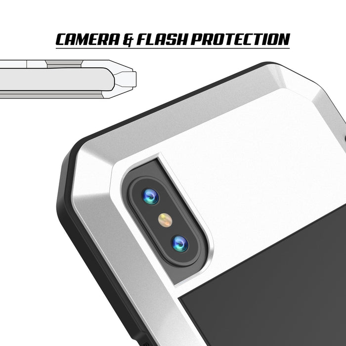 iPhone X Metal Case, Heavy Duty Military Grade Rugged White Armor Cover [shock proof] Hybrid Full Body Hard Aluminum & TPU Design (Color in image: Neon)