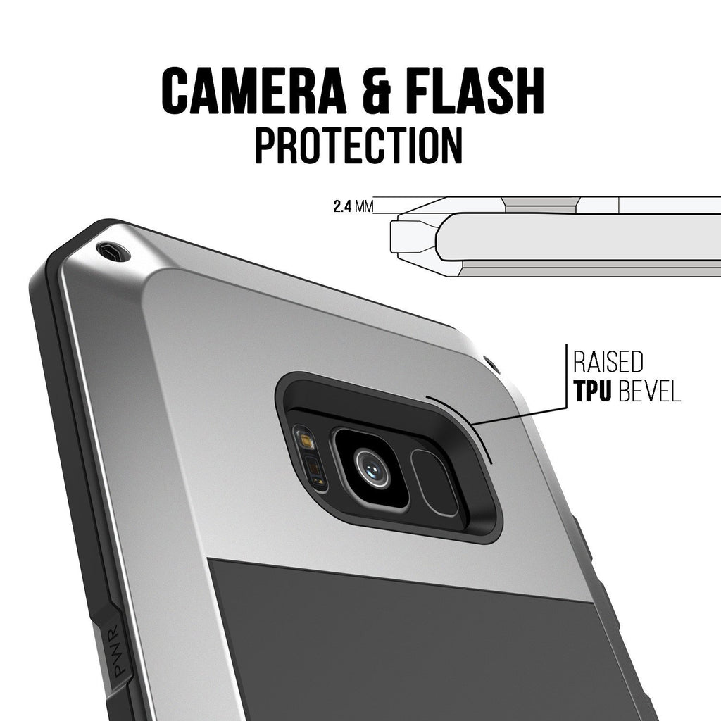 Galaxy Note 8  Case, PUNKcase Metallic Silver Shockproof  Slim Metal Armor Case (Color in image: black)