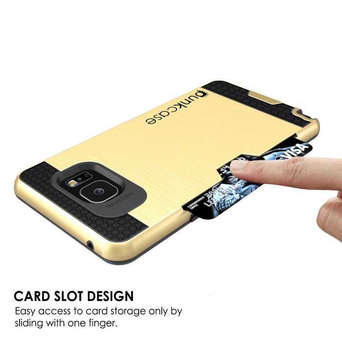 Galaxy Note 5 Case PunkCase SLOT Gold Series Slim Armor Soft Cover Case w/ Tempered Glass (Color in image: Black)