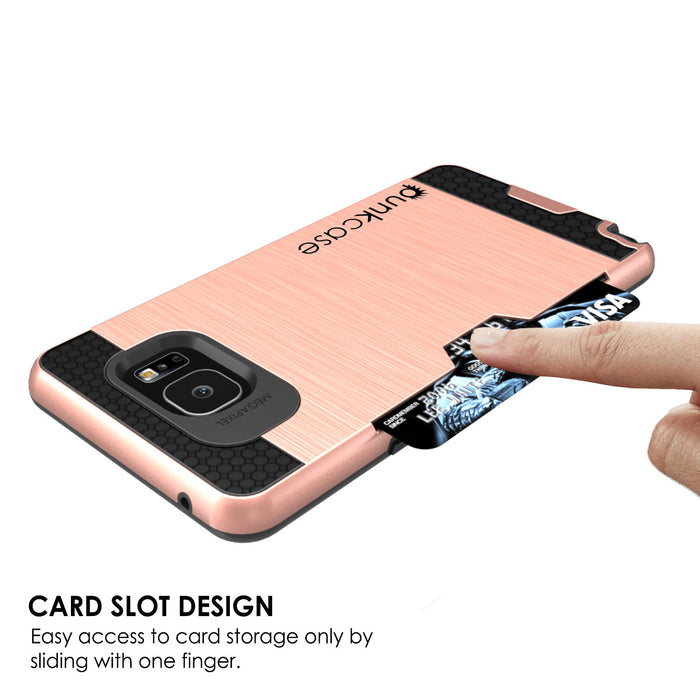 Galaxy Note 5 Case PunkCase SLOT Rose Series Slim Armor Soft Cover Case w/ Tempered Glass (Color in image: Gold)
