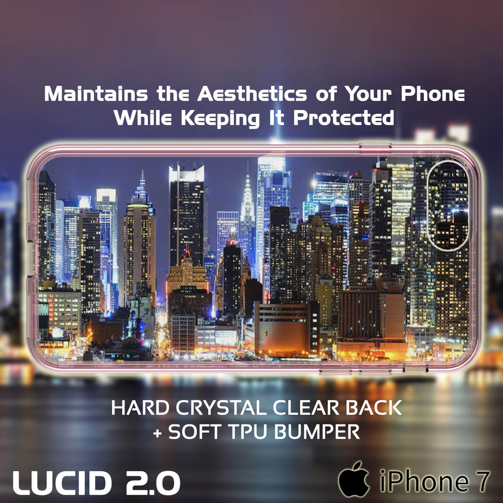 iPhone 7+ Plus Case Punkcase® LUCID 2.0 Crystal Pink Series w/ SHIELD Screen Protector | Ultra Fit (Color in image: light blue)