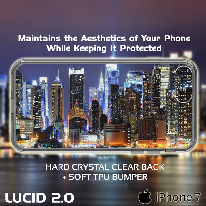 iPhone 7+ Plus Case Punkcase® LUCID 2.0 Crystal Black Series w/ SHIELD Screen Protector | Ultra Fit (Color in image: pink)