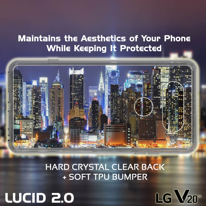 LG v20 Case Punkcase® LUCID 2.0 Crystal Black Series w/ PUNK SHIELD Glass Screen Protector | Ultra Fit (Color in image: pink)